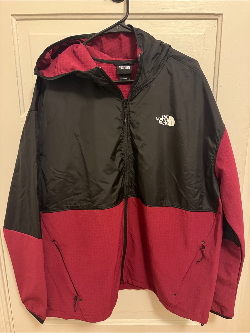 The North Face Men’s Black and Red Hooded Lightweight Jacket